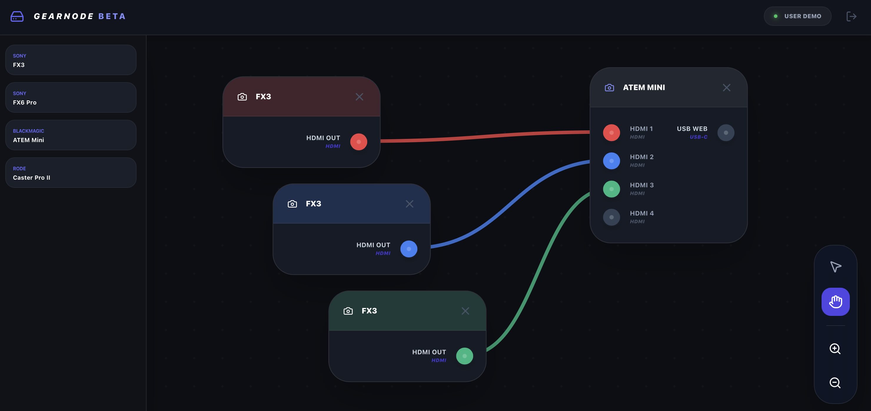 Interfejs aplikacji GearNode BETA